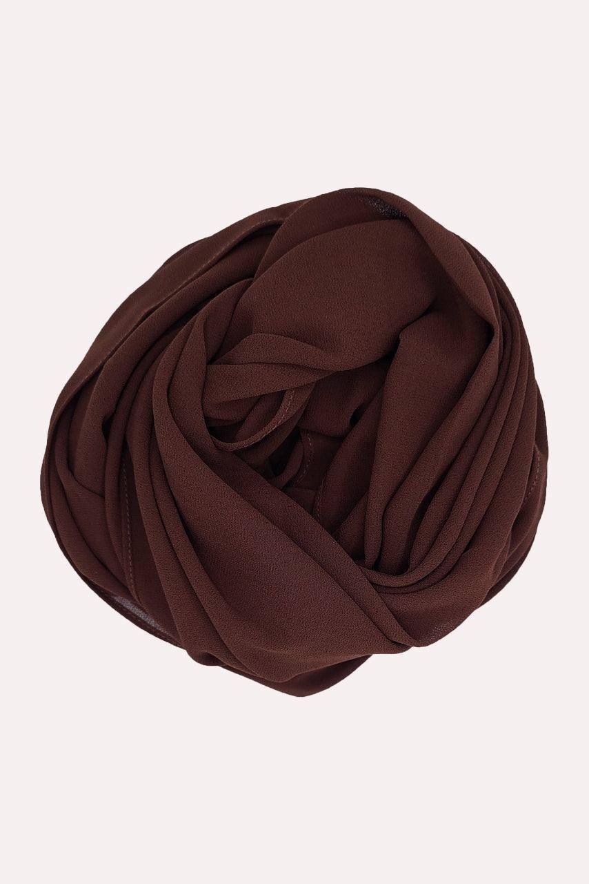 Classic Maxi Chiffon Hijab - Dark Chocolate - Momina Hijabs