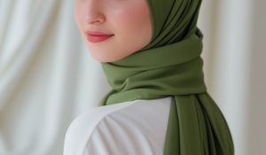 Close up shot of a woman wearing a medina silk hijab