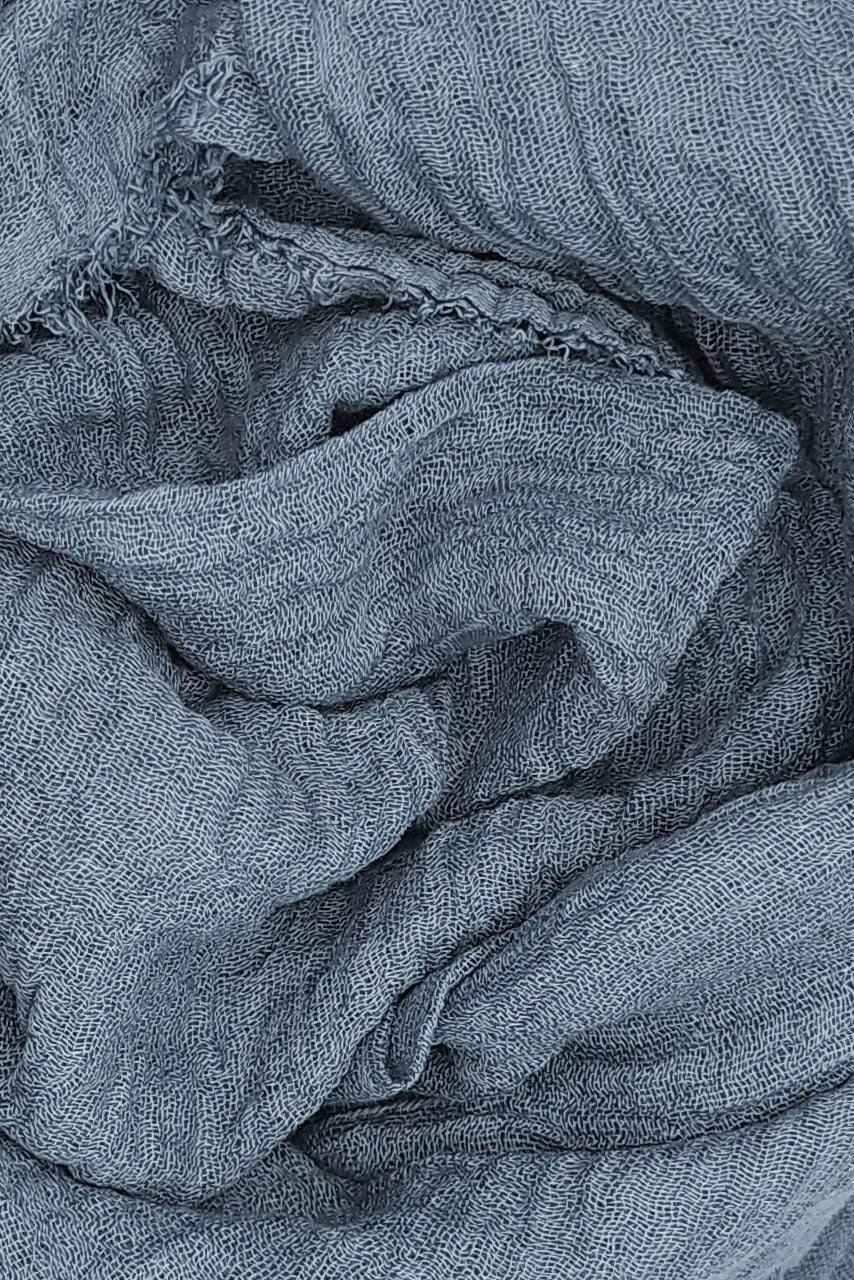 Cotton Crinkle Hijab - Blue Willow - Fabric Close up