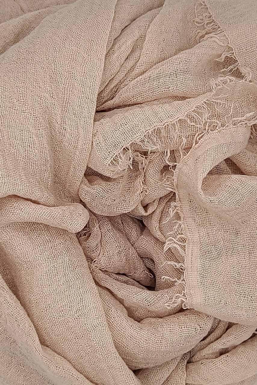 Cotton Crinkle Hijab - Lace - Beige color - Fabric closeup