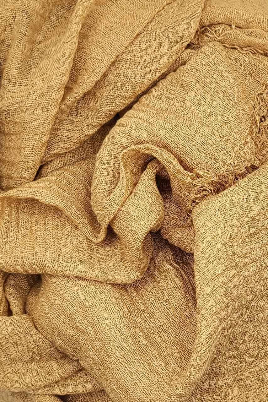 Cotton Crinkle Hijab - Marigold - mustard color - fabric closeup