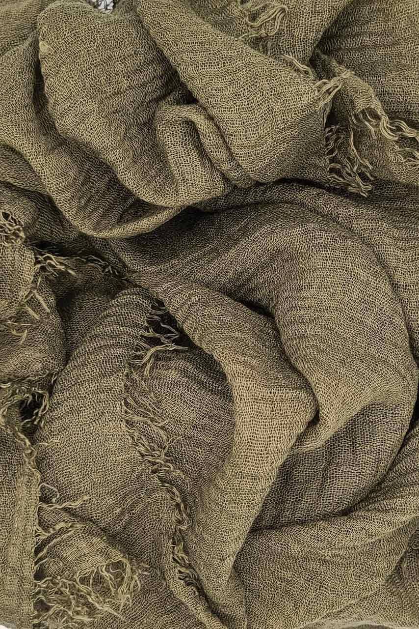 Cotton Crinkle Hijab - Olive - Green color - Fabric closeup