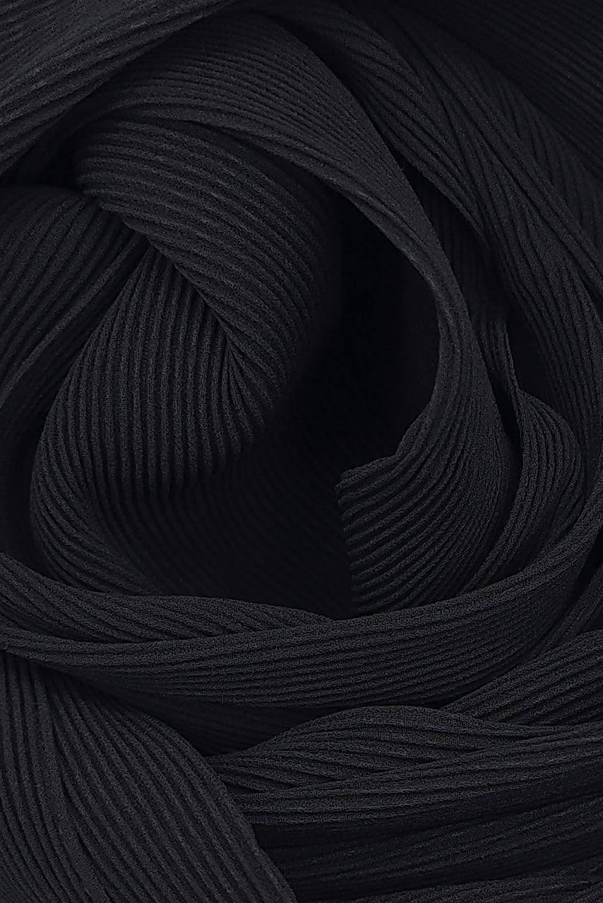 Fine Pleated Chiffon Hijab - Anthracite - Fabric