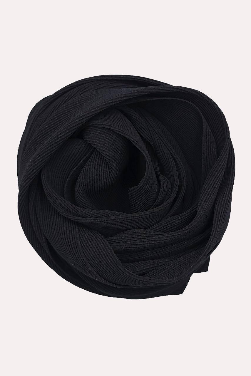 Fine Pleated Chiffon Hijab - Anthracite - Momina Modestwear