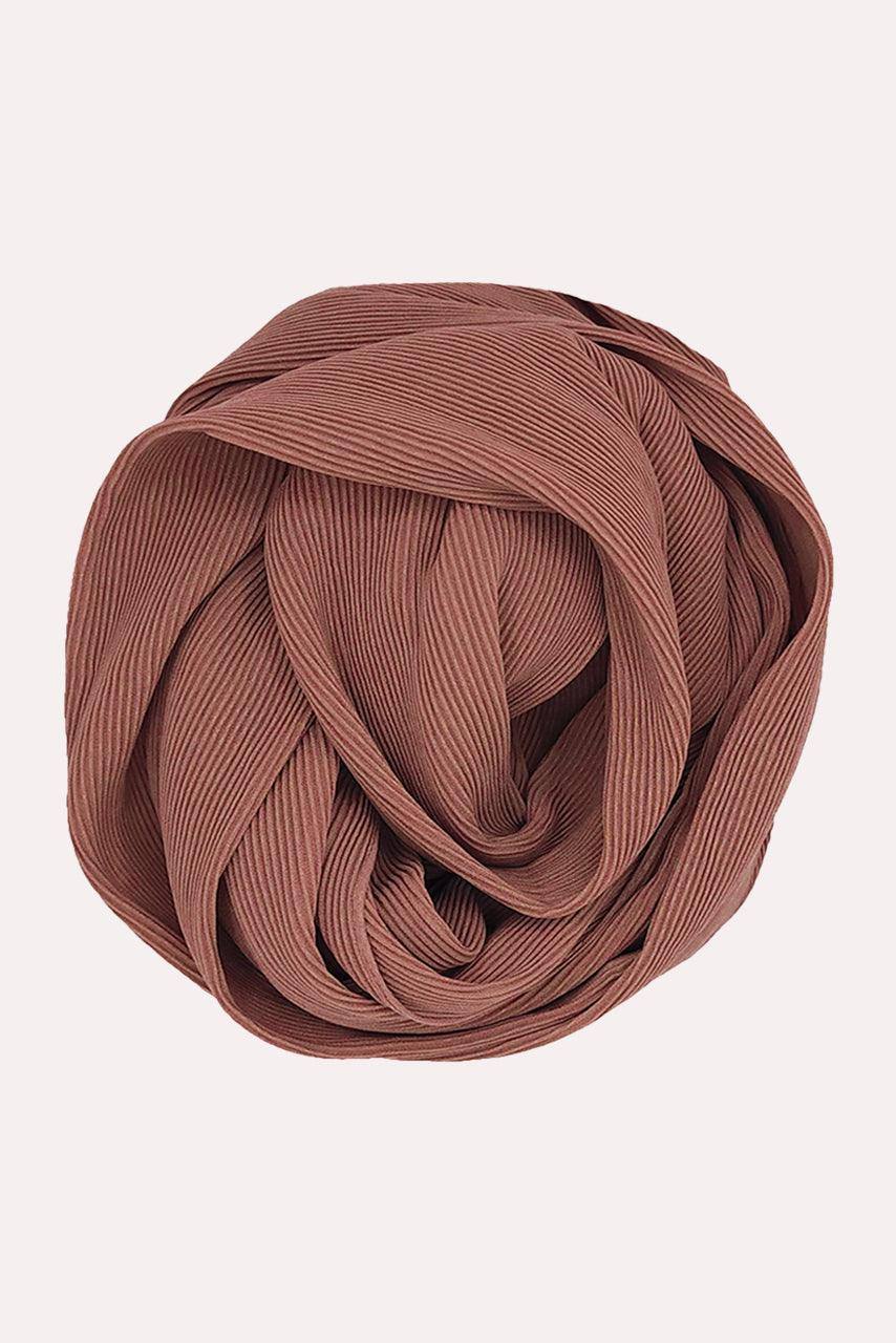 Fine Pleated Chiffon Hijab - Dark Roast - Momina Modestwear