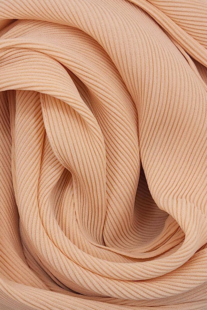 Fine Pleated Chiffon Hijab - Marmalade - Fabric