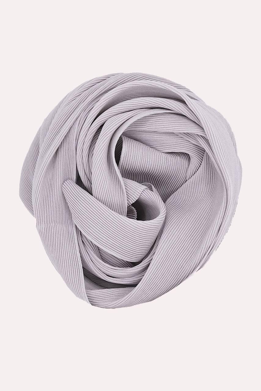 Fine Pleated Chiffon Hijab - Misty Grey - Momina Modestwear