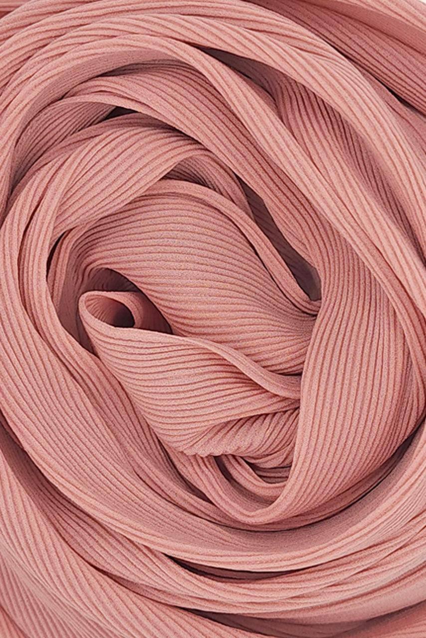Fine Pleated Chiffon Hijab - Tea Pink - Fabric