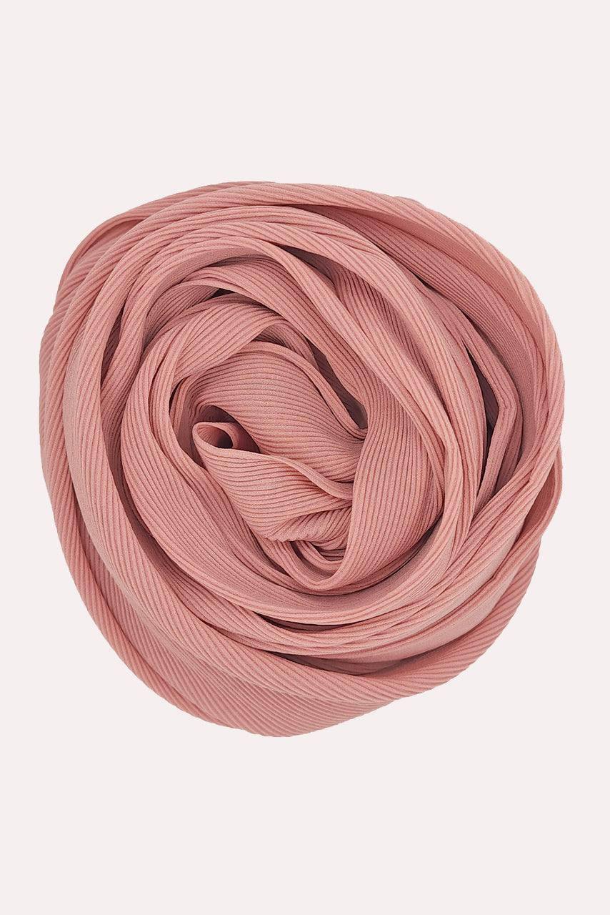 Fine Pleated Chiffon Hijab - Tea Pink - Momina Modestwear