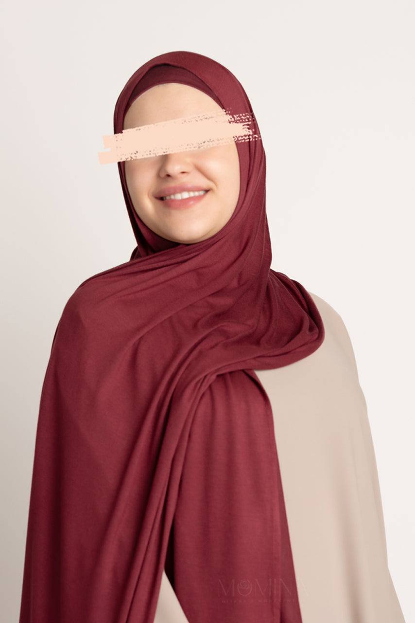 Matching Premium Jersey Hijab & Undercap Set - Cherry - Momina Hijabs & Modestwear