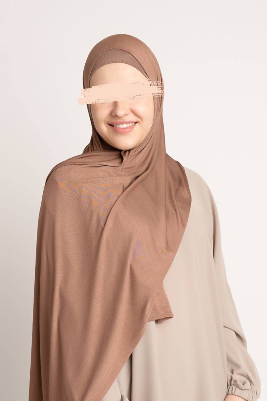 Matching Premium Jersey Hijab & Undercap Set - Chestnut - Momina Hijabs & Modestwear