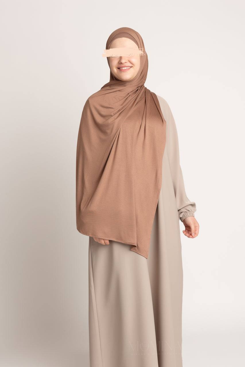 Matching Premium Jersey Hijab & Undercap Set - Chestnut - Momina Hijabs & Modestwear