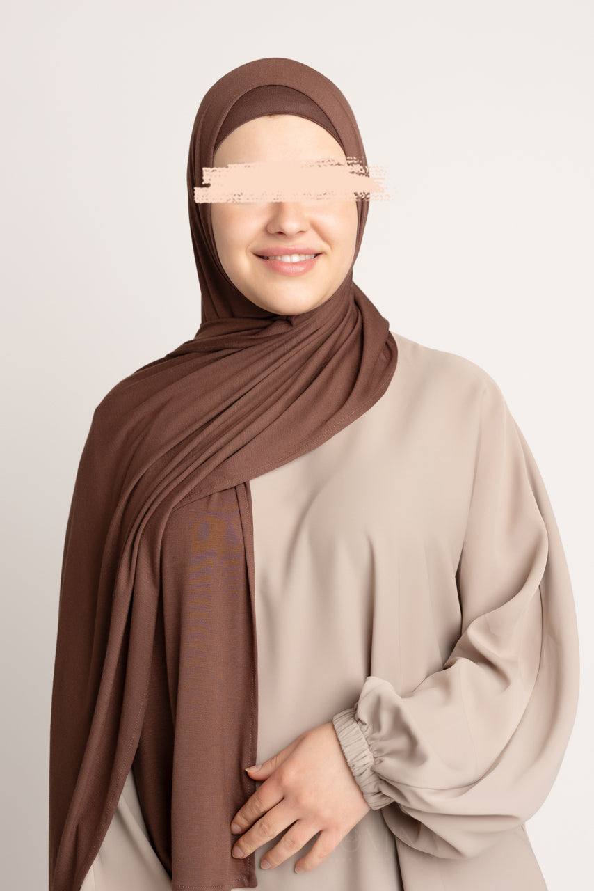 Matching Premium Jersey Hijab & Undercap Set - Chocolate Chip - Momina Hijabs & Modestwear