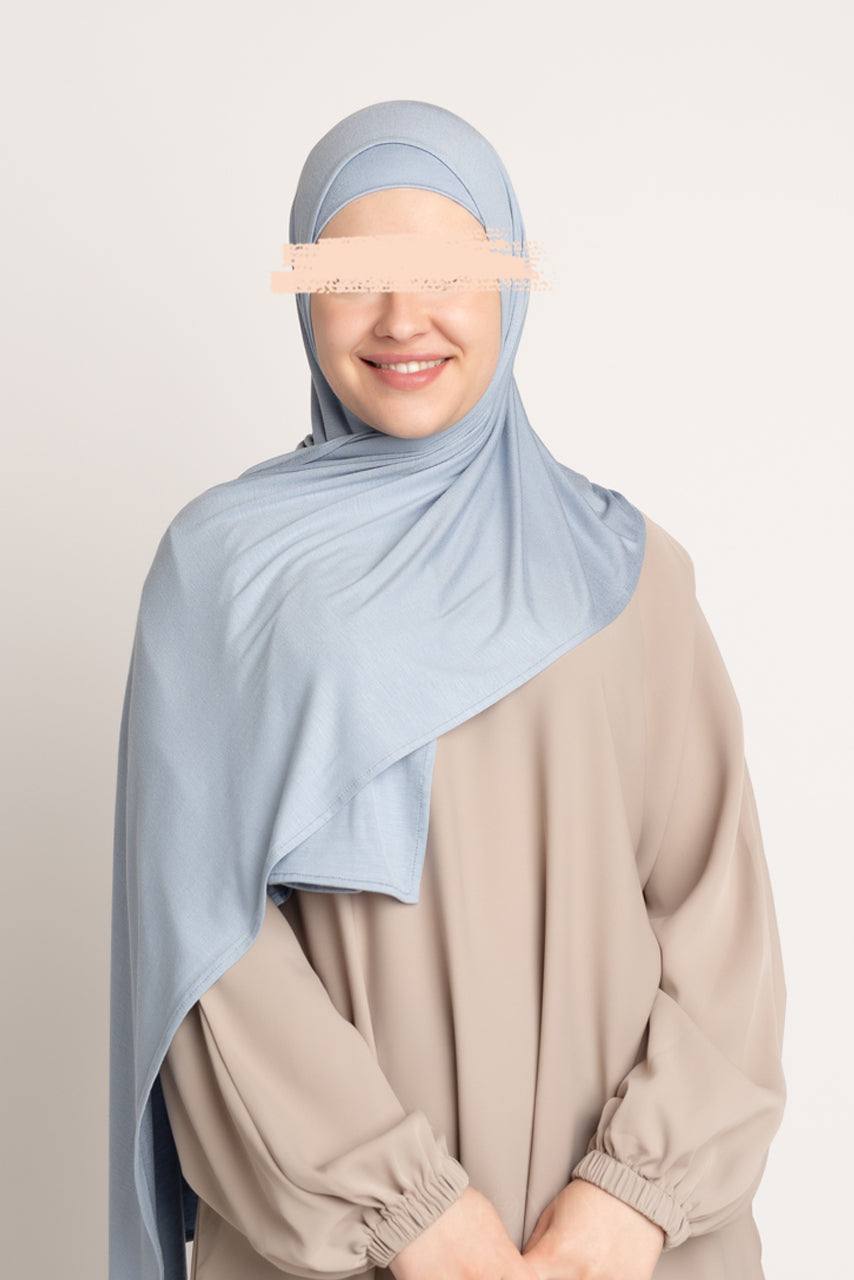 Matching Premium Jersey Hijab & Undercap Set - Crystal Blue - Momina Hijabs & Modestwear