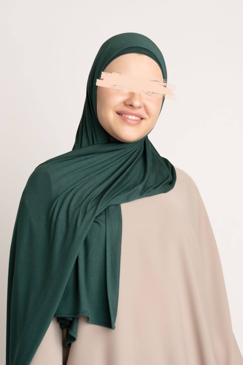 Matching Premium Jersey Hijab & Undercap Set - Evergreen - Momina Hijabs & Modestwear