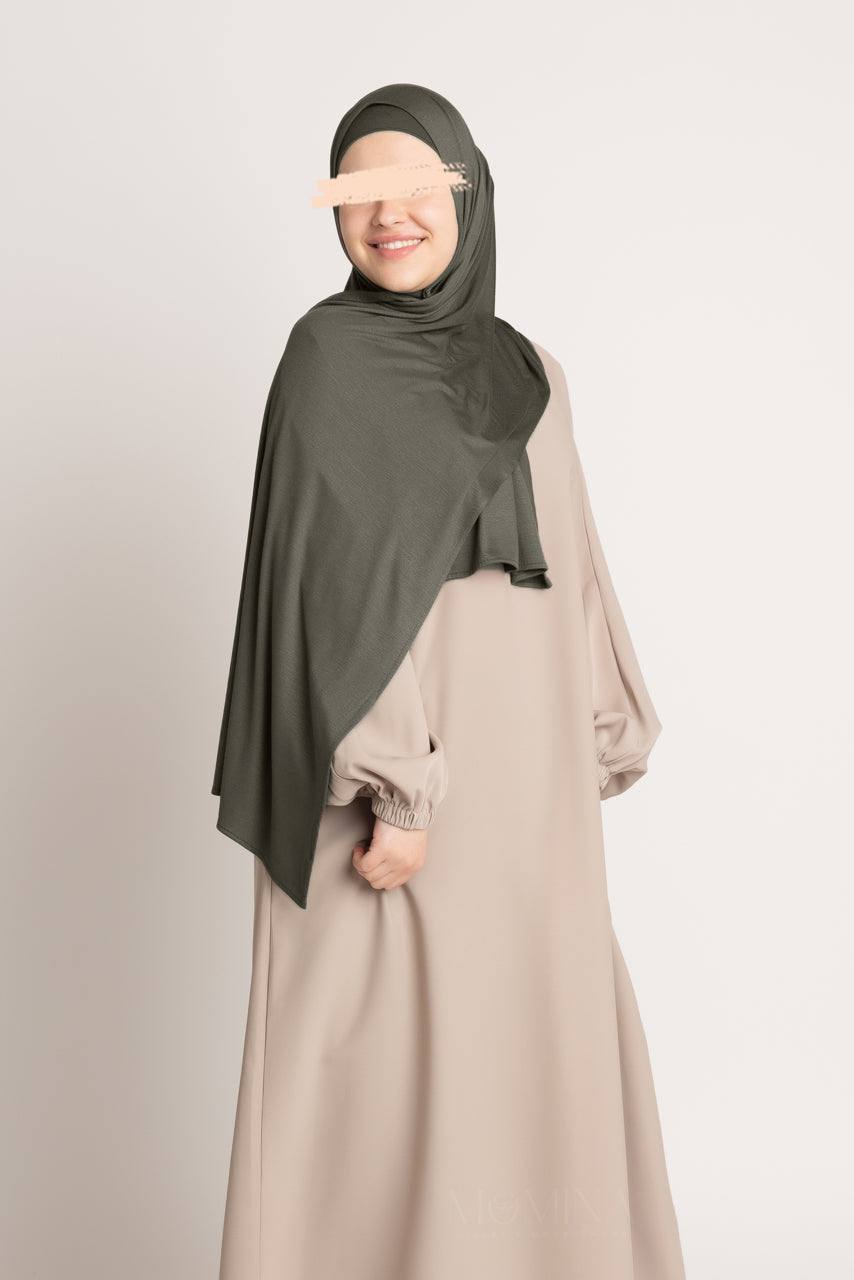 Matching Premium Jersey Hijab & Undercap Set - Gun Metal - Momina Hijabs & Modestwear