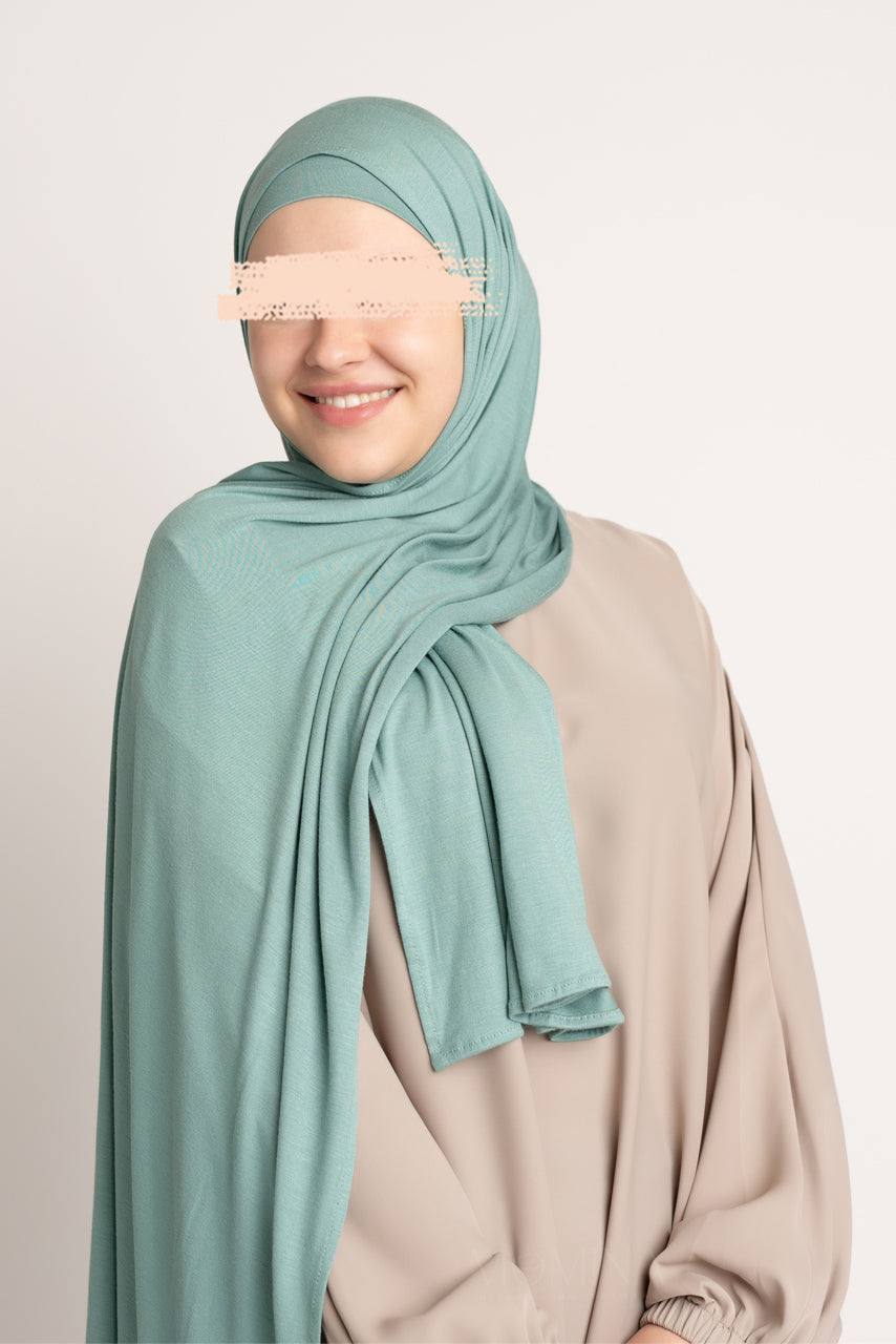 Matching Premium Jersey Hijab & Undercap Set - Pale Mint - Momina Hijabs & Modestwear