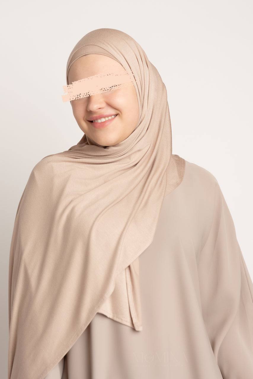 Matching Premium Jersey Hijab & Undercap Set - Sand - Momina Hijabs & Modestwear