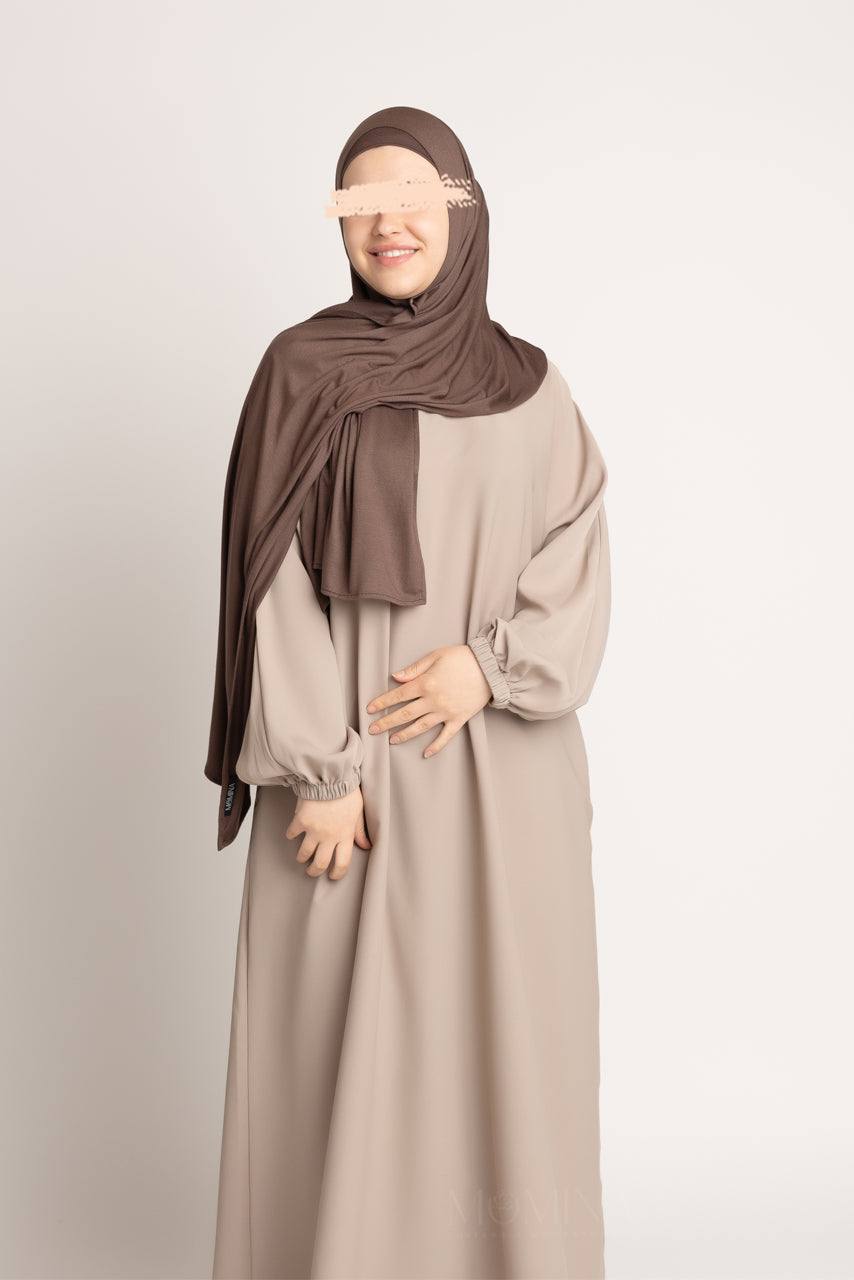 Matching Premium Jersey Hijab & Undercap Set - Suede Brown - Momina Hijabs & Modestwear