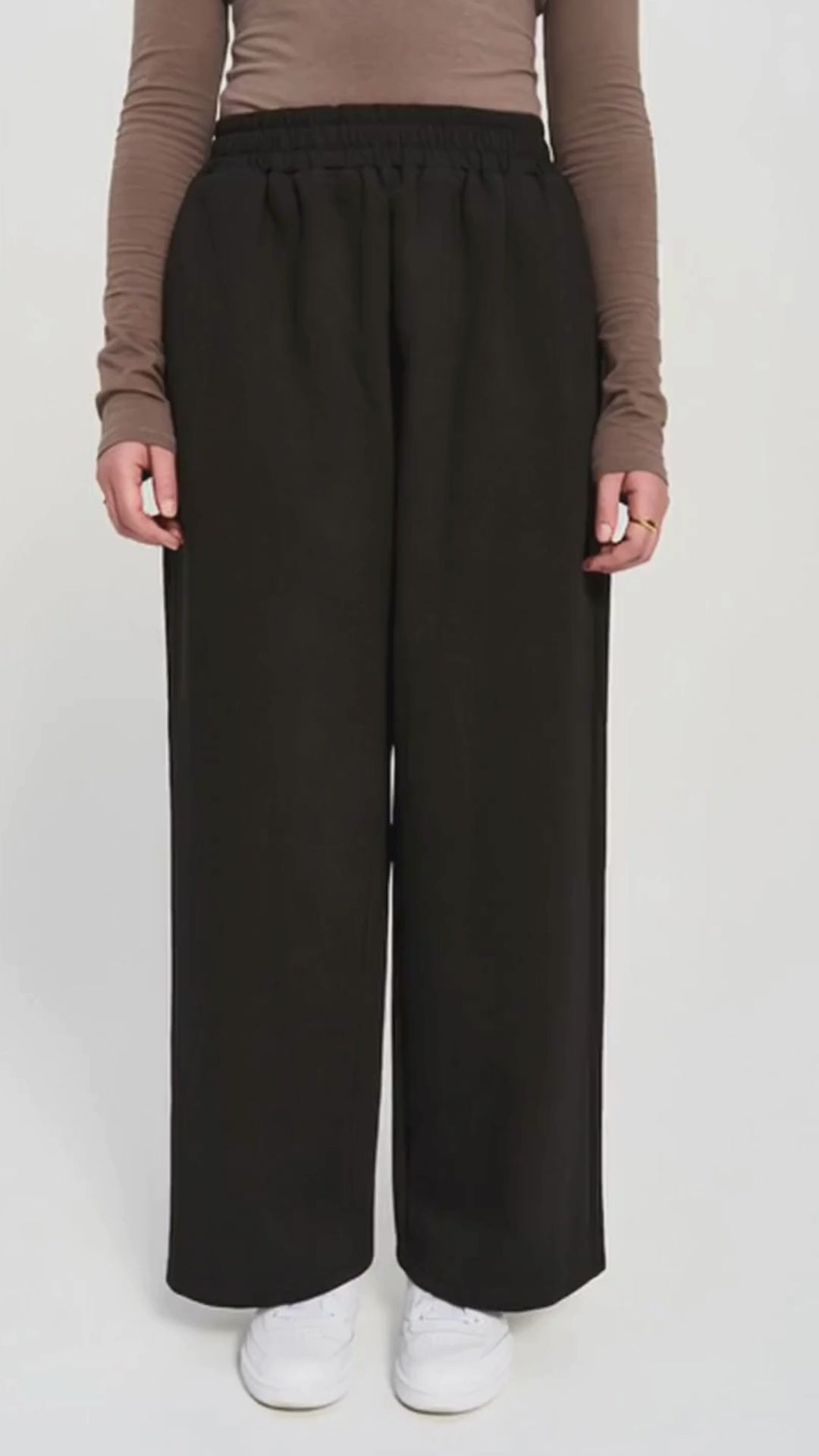 Close up of the Raha Wide Leg Pant in Brew by Momina Hijabs