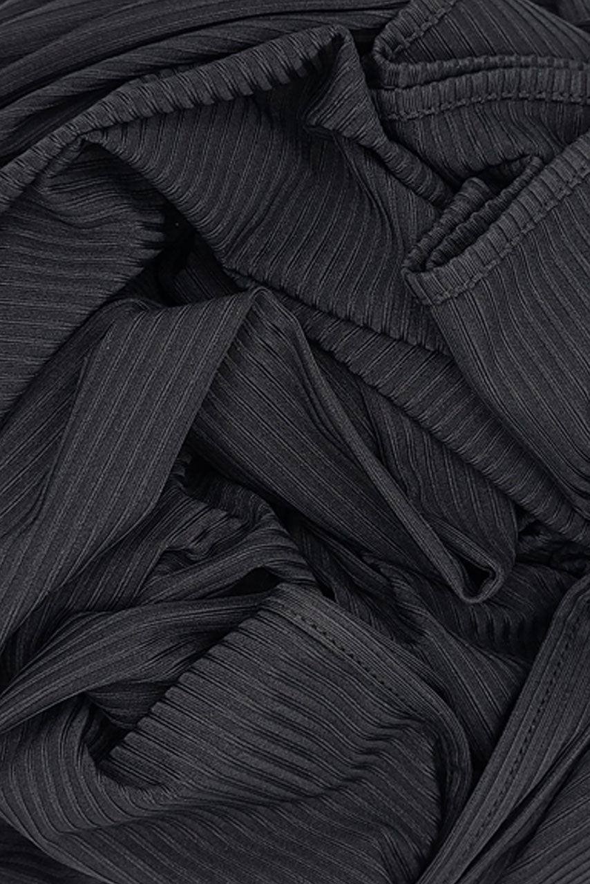 Graphite Black Ribbed Jersey Hijab Fabric