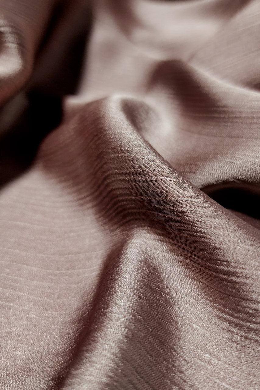 Silk Satin Crinkle Hijab - Bronzed - Fabric - Detail