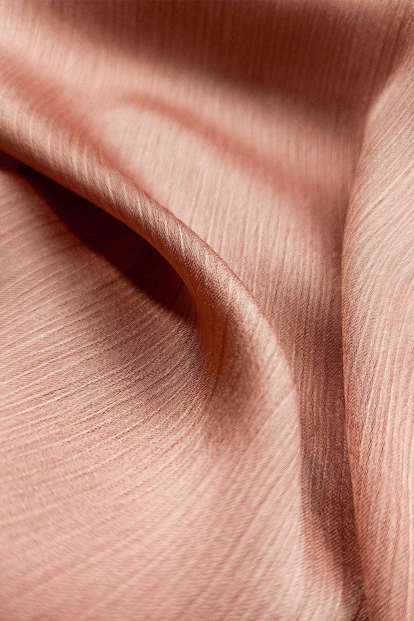 Silk Satin Crinkle Hijab - Copper Dust - Fabric
