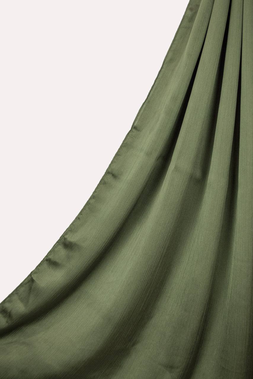 Silk Satin Crinkle Hijab - Green Sapphire - Momina Hijabs